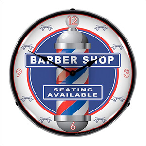 Barber Shop Backlit Wall Clock