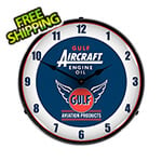 Collectable Sign and Clock Gulf Aircraft Engine Oil Backlit Wall Clock