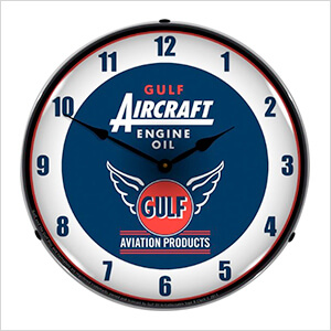 Gulf Aircraft Engine Oil Backlit Wall Clock