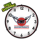 Collectable Sign and Clock Gulf Aviation Products Backlit Wall Clock