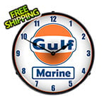 Collectable Sign and Clock Gulf Marine Backlit Wall Clock