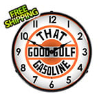 Collectable Sign and Clock That Good Gulf Gasoline Backlit Wall Clock