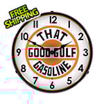 Collectable Sign and Clock That Good Gulf Gasoline Backlit Wall Clock