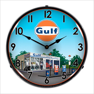 Gulf Station Backlit Wall Clock
