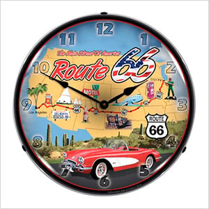 Route 66 USA Backlit Wall Clock