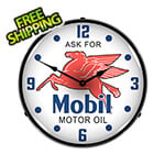 Collectable Sign and Clock Mobil Motor Oil Backlit Wall Clock
