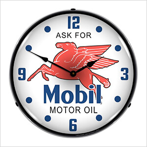 Mobil Motor Oil Backlit Wall Clock