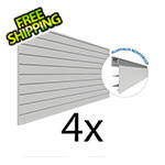 Proslat 8 ft. x 4 ft. PROCORE PVC Slatwall (Grey 4-Pack)