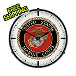 Collectable Sign and Clock US Marine Corps Backlit Wall Clock