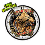 Collectable Sign and Clock Marines Bulldog Backlit Wall Clock