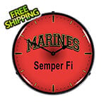 Collectable Sign and Clock Marines Semper Fi Backlit Wall Clock