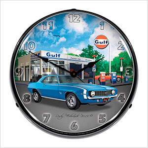 1969 SS Camaro Gulf Backlit Wall Clock