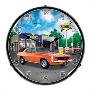 1969 RS SS Camaro Sunoco Backlit Wall Clock