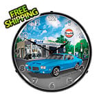 Collectable Sign and Clock 1971 GTO Gulf Backlit Wall Clock