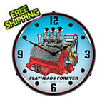 Collectable Sign and Clock Flathead V8 Backlit Wall Clock