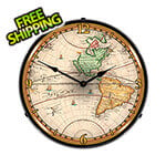 Collectable Sign and Clock 1730 World Map Backlit Wall Clock