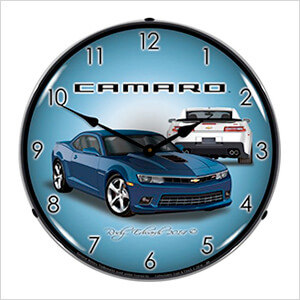 2014 SS Blue Camaro Backlit Wall Clock