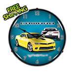 Collectable Sign and Clock 2014 SS Yellow Camaro Backlit Wall Clock
