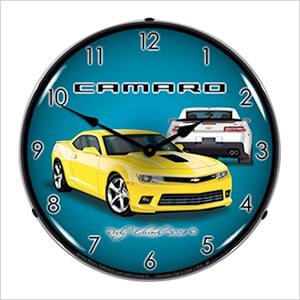 2014 SS Yellow Camaro Backlit Wall Clock