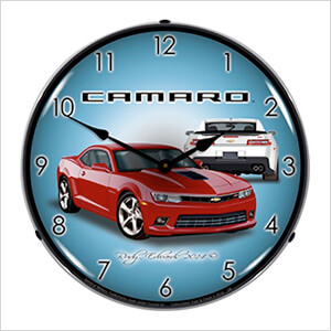 2014 SS Red Camaro Backlit Wall Clock