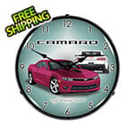 Collectable Sign and Clock 2014 SS Magenta Camaro Backlit Wall Clock