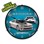 Collectable Sign and Clock 2014 SS Silver Camaro Backlit Wall Clock
