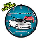 Collectable Sign and Clock 2014 SS White Camaro Backlit Wall Clock