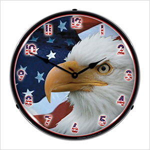 American Bald Eagle Backlit Wall Clock