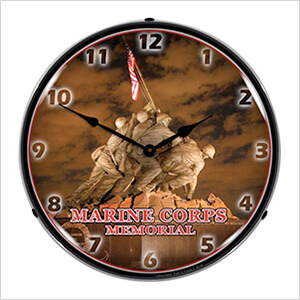 Marine Corps Memorial Iwo Jima Backlit Wall Clock