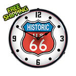 Collectable Sign and Clock Historic Route 66 Backlit Wall Clock