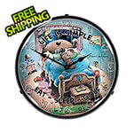 Collectable Sign and Clock Eat Sleep Golf Backlit Wall Clock