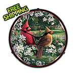 Collectable Sign and Clock Spring Cardinals Backlit Wall Clock