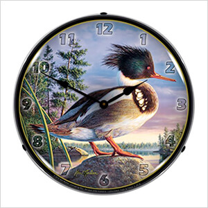 Red Breasted Mergan Backlit Wall Clock