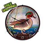 Collectable Sign and Clock Green Wing Teal Duck Backlit Wall Clock