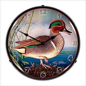 Green Wing Teal Duck Backlit Wall Clock