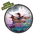 Collectable Sign and Clock Northern Splendor Loons Backlit Wall Clock