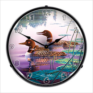 Northern Splendor Loons Backlit Wall Clock