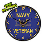 Collectable Sign and Clock Navy Veteran Backlit Wall Clock