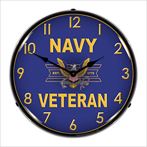 Navy Veteran Backlit Wall Clock