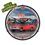 Collectable Sign and Clock 1970 442 Oldsmobile Backlit Wall Clock