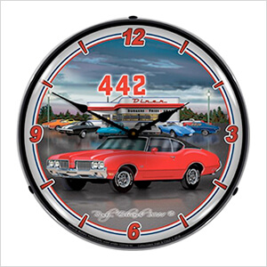 1970 442 Oldsmobile Backlit Wall Clock