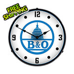 Collectable Sign and Clock B&O Railroad Backlit Wall Clock