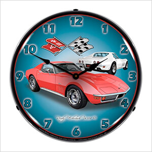 1971 Red Corvette Stingray Backlit Wall Clock