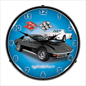 1971 Black Corvette Stingray Backlit Wall Clock
