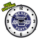 Collectable Sign and Clock We Use Genuine Chevrolet Parts Backlit Wall Clock