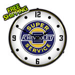 Collectable Sign and Clock Chevrolet Super Service Backlit Wall Clock