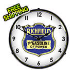 Collectable Sign and Clock Richfield Gasoline Backlit Wall Clock