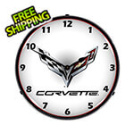 Collectable Sign and Clock C7 Corvette Backlit Wall Clock