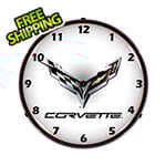 Collectable Sign and Clock C7 Corvette Backlit Wall Clock