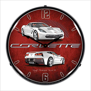 C7 Corvette Arctic White Backlit Wall Clock